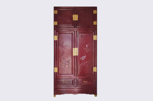 萍乡高端中式家居装修深红色纯实木衣柜