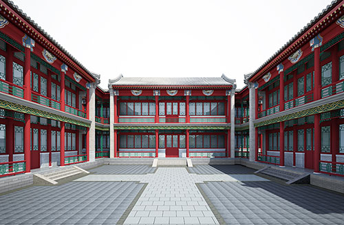 萍乡北京四合院设计古建筑鸟瞰图展示